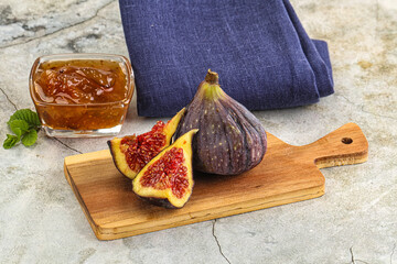 Purple ripe fig with cut
