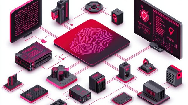Digital Security Concept with Fingerprint and Devices