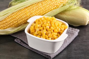 Canned sweet young corn grain