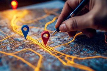 Naklejka premium Local SEO Optimization for Businesses, local SEO optimization for businesses with an image showing marketers optimizing Google My Business listings