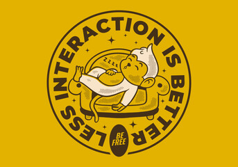 Less interaction is better. Character design of monkey sleep on the sofa © Adipra