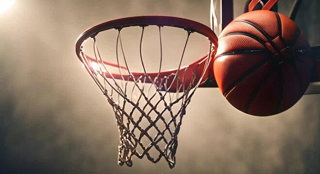 Basketball stuck between the basket and the backboard