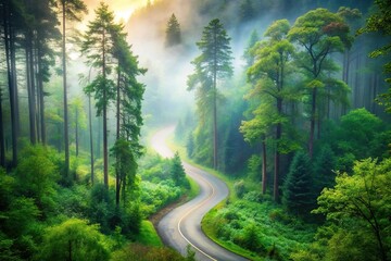 Obraz premium Misty forest road