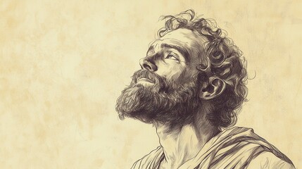 A serene and grateful Daniel depicted in a historical sketch conveying his appreciation for the divine revelation granted to him