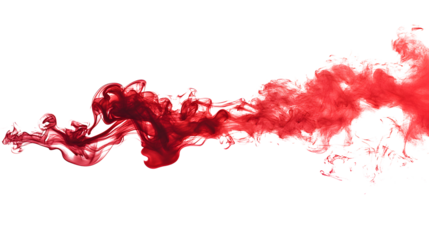 Realistic red smoke isolated on white background