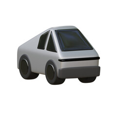 3D Low Poly Truck in White Color