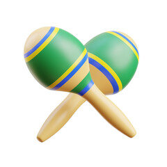 3D Brazilian Maracas Musical Instrument Illustration