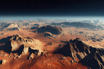 Obraz premium Majestic Martian landscape captured from orbit during twilight hours