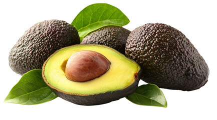 PNG, avocado on white background, created using Generative AI technology.