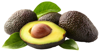 PNG, avocado on white background, created using Generative AI technology.