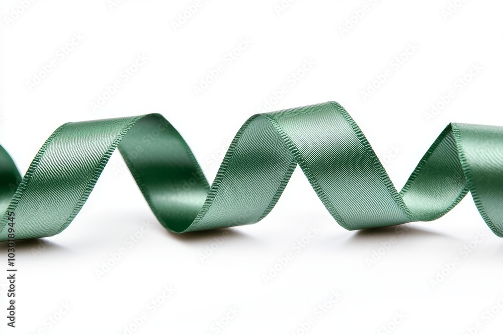 Wall mural Element image of a green light ribbon isolated on a transparent background.