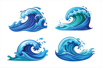 Collection of Isolated Ocean Blue Water Splash Vector Logos.