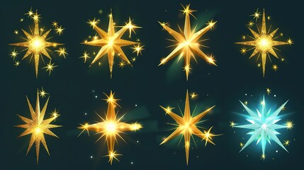 Sparkling Star Icons - a festive and cheerful collection. The set of glittering star icons adds a delightful touch to holiday decorations.
