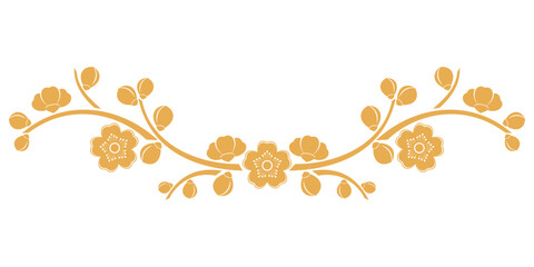 Cherry blossom silhouette with gold ink. vector chinese new year elements