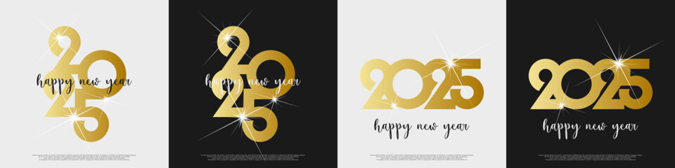Fototapeta premium Happy new year - best wishes 2025 with colorful number. Perfect vector for poster, banner, greeting and new year 2025 celebration. 