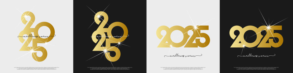 Obraz premium Bonne année - meilleurs vœux 2025 - vecteur pour affiche, bannière, salutation et célébration du nouvel an 2025.