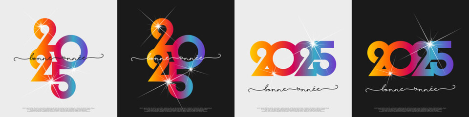 Fototapeta premium Bonne année - meilleurs vœux 2025 - vecteur pour affiche, bannière, salutation et célébration du nouvel an 2025.