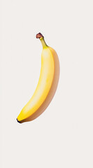 Minimalist Composition of a Single Banana on White Background