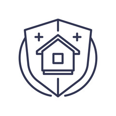 Shield with house icon symbolizes home protection and security.