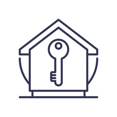 House with key symbolizing property access and ownership.