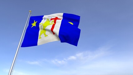 A bandeira da cidade de Recife, capital do estado de Pernambuco, região Nordeste, Brasil - Ilustração 3D