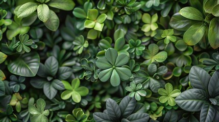 Lush green leaves creating a vibrant natural carpet in a shaded garden area