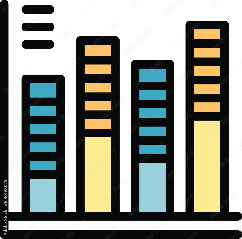 Poster this simple bar graph is depicting market analysis with colorful bars