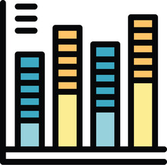 This simple bar graph is depicting market analysis with colorful bars