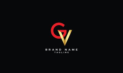 GV, VG, Abstract initial monogram letter alphabet logo design