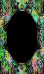 Bright neon vertical frame on black background, place for text, halloween,banner, rainbow border.
