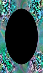 Bright neon vertical frame on black background, place for text, halloween,banner,curly