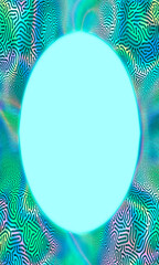 Bright vertical rainbow frame on turquoise background, place for text, halloween, banner, rainbow border. Christmas lights.