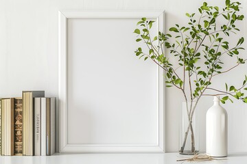 Mock up poster frame in interior background