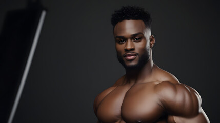 Muscular Black Man Portrait  Fitness  Strength  Bodybuilding  Strength Training   Gym