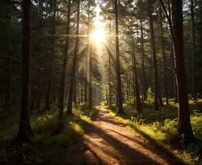 Obraz premium tranquil forest path