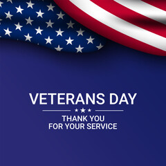 Veterans Day greeting card with American flag illustration.