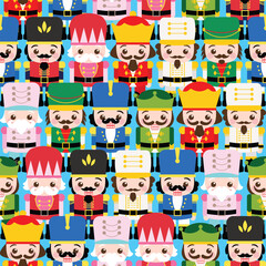 Cute nutcracker seamless pattern cartoon