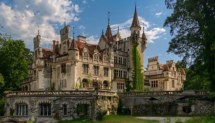Obraz premium Historic European castle with many windows