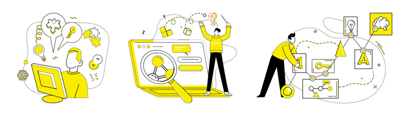 Structured thinking vector illustration. Innovation transforms into opportunities in crucible strategic minds Progress flourishes where individuality and structured thinking intersect