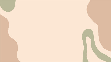 Abstract Horizontal Background with Natural Organic Shapes. Minimal 1920x1080 backdrop with fluid biomorphic forms and pale earthly colors. Vector illustration