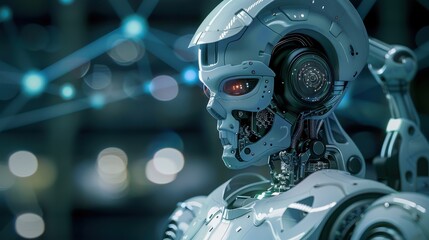 3d rendering humanoid robot working with artificial intelligence, artificial intelligence concept