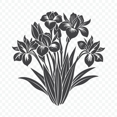 Floral Bunch with Iris Silhouette Vector Art Featuring Elegant Botanical Design Elements