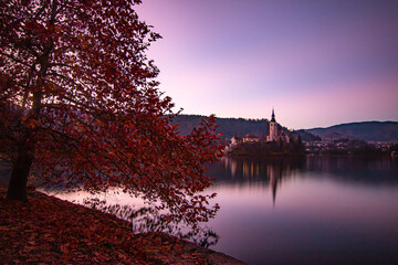 Slovenia's magnificent lake Bled in autumn