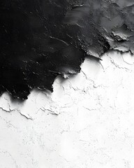Abstract black and white textured background with a jagged edge separating the two colors.
