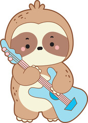 Cute sloth vector icon. Funny baby sloth animal series stock illustration. Slow life of fluffy sloth designs.
