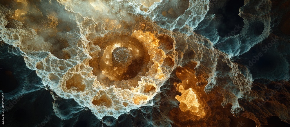 Poster abstract background with intricate patterns of swirling, textured, light and dark colors.