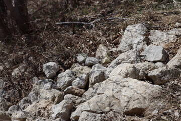white rocks cascading down a slope