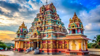Majestic Hindu Temple Architecture Against a Clear Blue Sky - Concept of Spirituality and Cultural Heritage