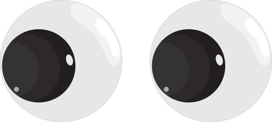 Plastic toy eyes. Glossy, bulging, puppet eyes. Cute, round, vector, isolated elements. Look down, up, left, right. Different, shaking, silly, hilarious pairs of eyeballs © Svitlana Tolmach 