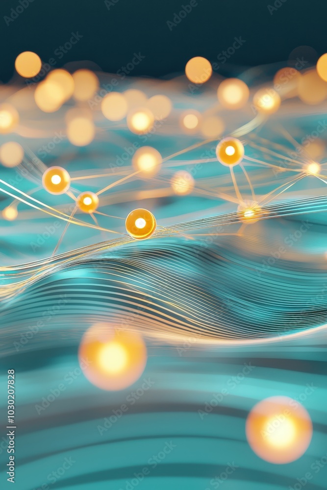 Poster flowing abstract pathways of light connecting businesses across different industries